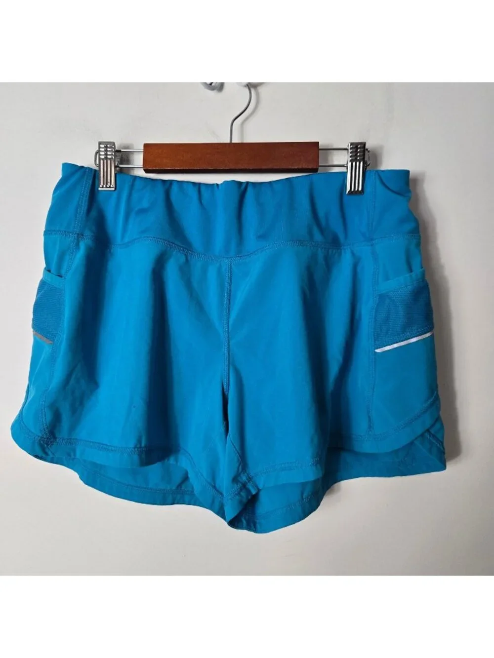 Athleta Size S Ready Set Running Athletic Shorts Flash Blue Reflective trim UPF